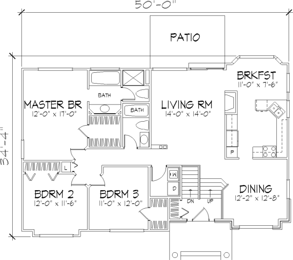 Ranch House Plan With 3 Bedrooms And 2 5 Baths Plan 1500